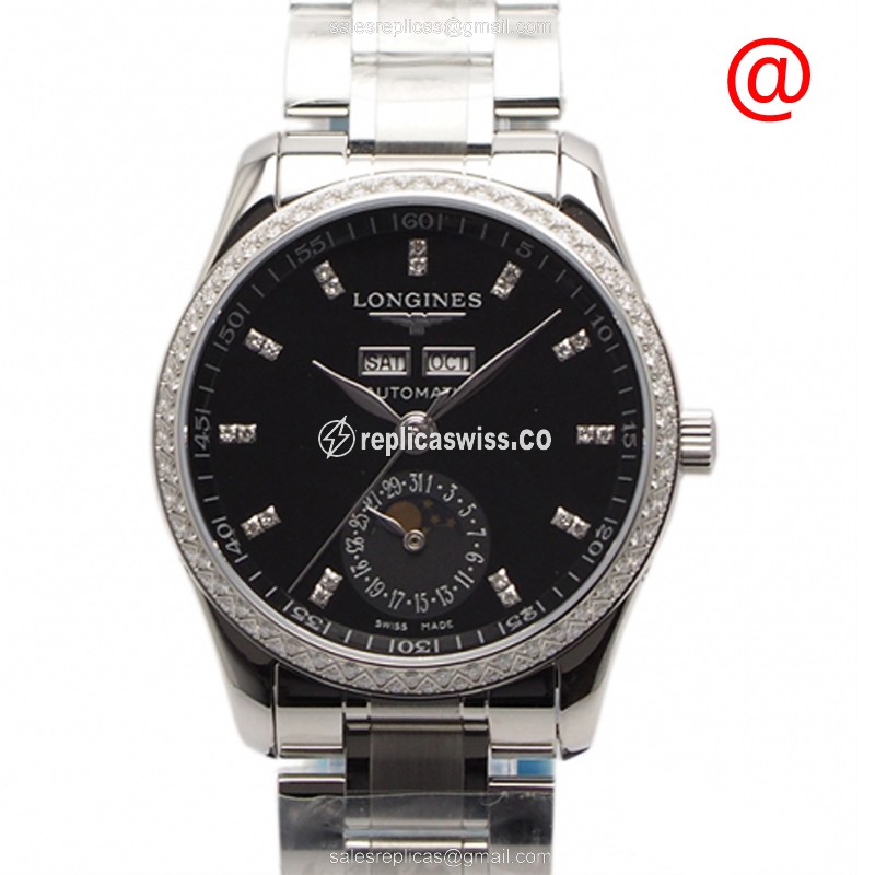 Luxurious Longines L2.503.0.57.6 Master Replica with Black Dial Diamond Case Watch