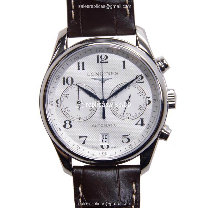 Luxurious Longines L2.629.4.78.5 Replica Watch | Automatic Movement, White Dial, Brown Alligator