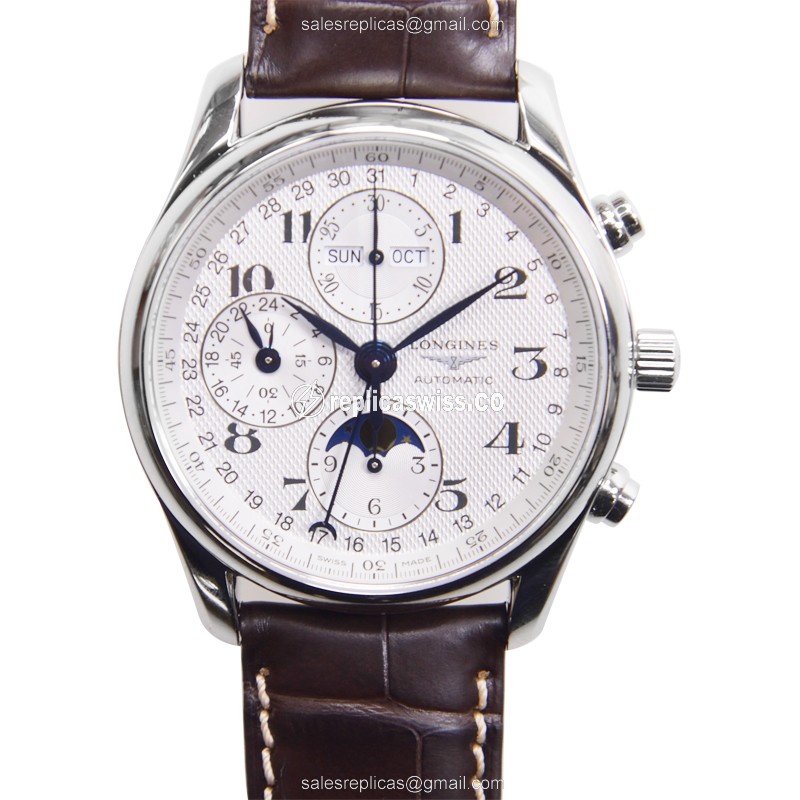 Luxurious Longines L2.673.4.78.5 Master Replica with Automatic Movement White Dial on Brown