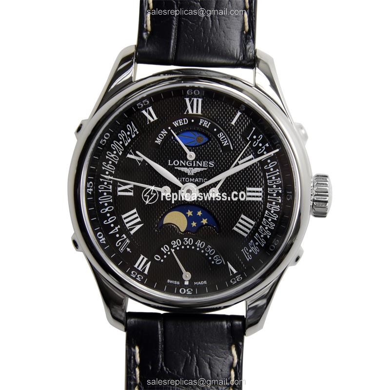 Luxurious Longines L2.738.4.51.7 Replica Watch | Automatic Movement, Black Dial, Stainless Steel