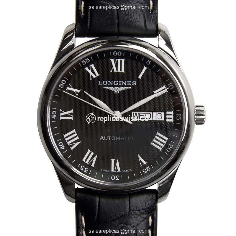 Luxurious Longines L2.755.4.51.7 Master Replica Watch | Automatic Movement | Black Dial & Alligator