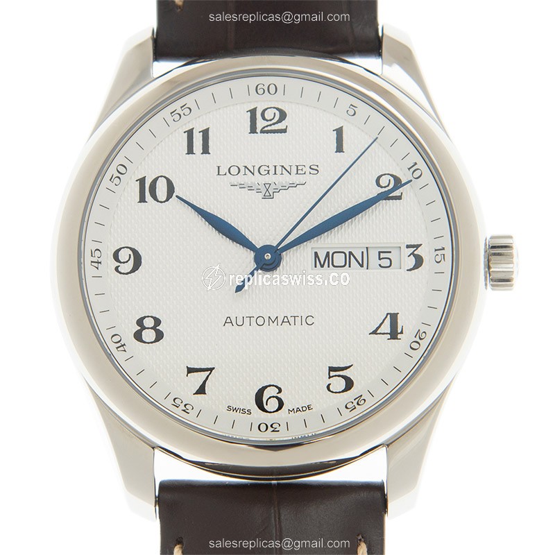 Luxurious Longines L2.755.4.78.3 Replica Watch with Silver Dial & Leather Strap