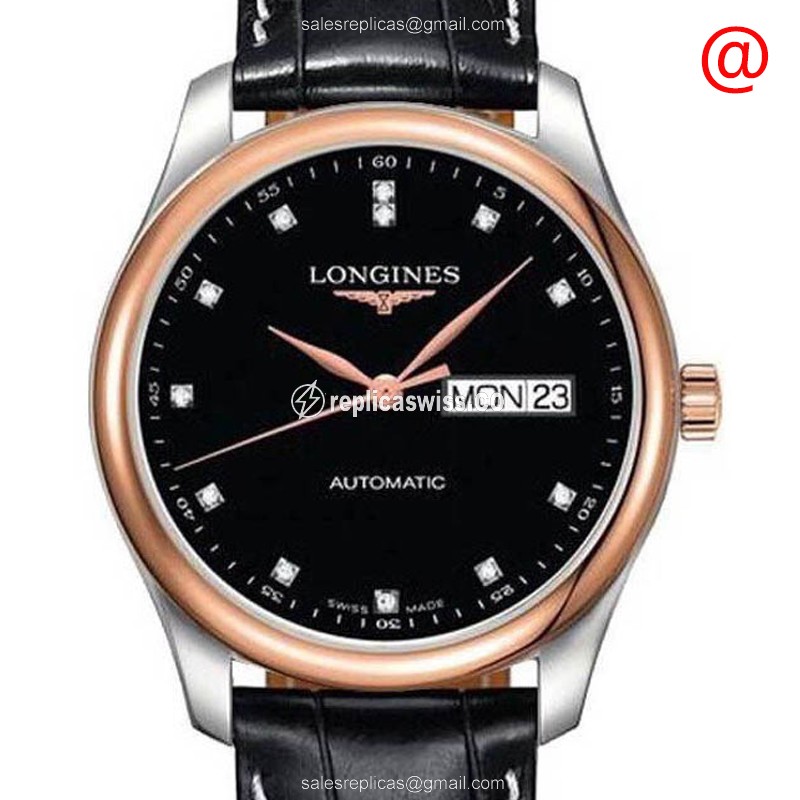 Luxurious Longines L2.755.5.59.2 Replica in 18kt Rose Gold & Steel, Automatic Movement & Black