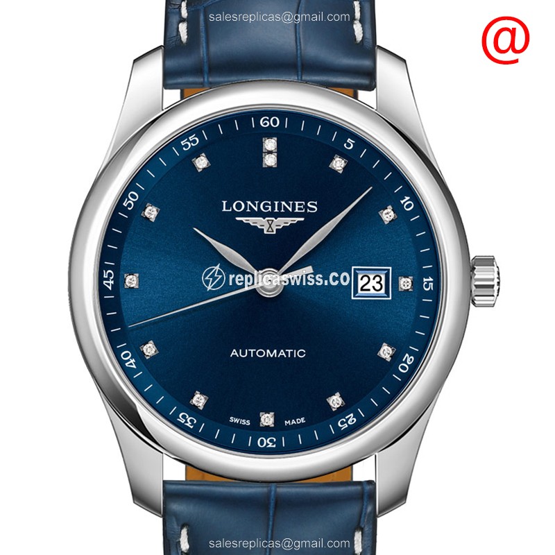Luxurious Longines L2.793.4.97.0 Master Automatic Blue Dial Steel Case Alligator strap Sapphire