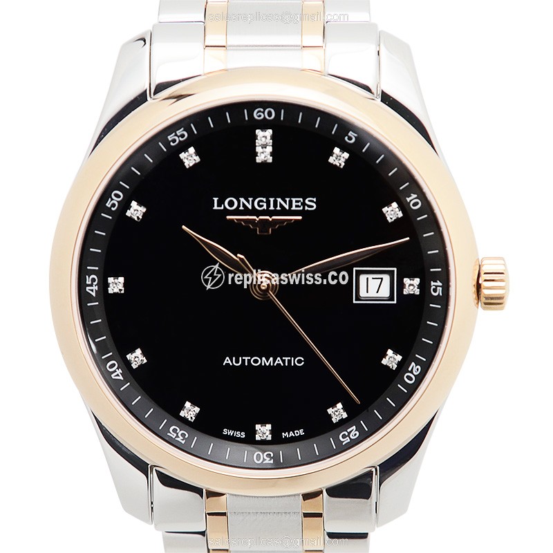 Luxurious Longines L2.793.5.57.7 Replica in 18kt Steel & Rose Gold, Automatic Movement & Black Dial