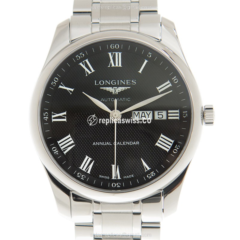 Luxurious Longines L2.910.4.51.6 Replica Watch | Automatic Movement, Black Dial, Stainless Steel