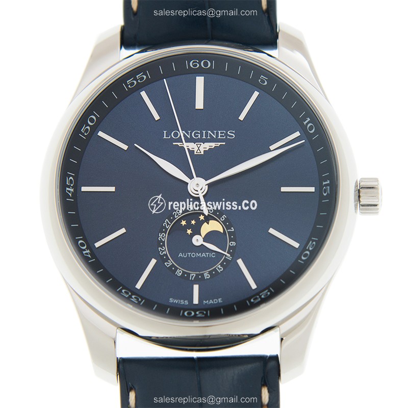 Luxurious Longines L2.919.4.92.0 Replica Watch | Automatic Movement, Blue Dial & Alligator Strap