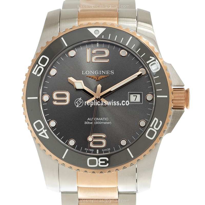 Luxurious Longines L3.781.3.78.7 Conquest Replica in 18kt Steel, Automatic Movement & Gray Dial