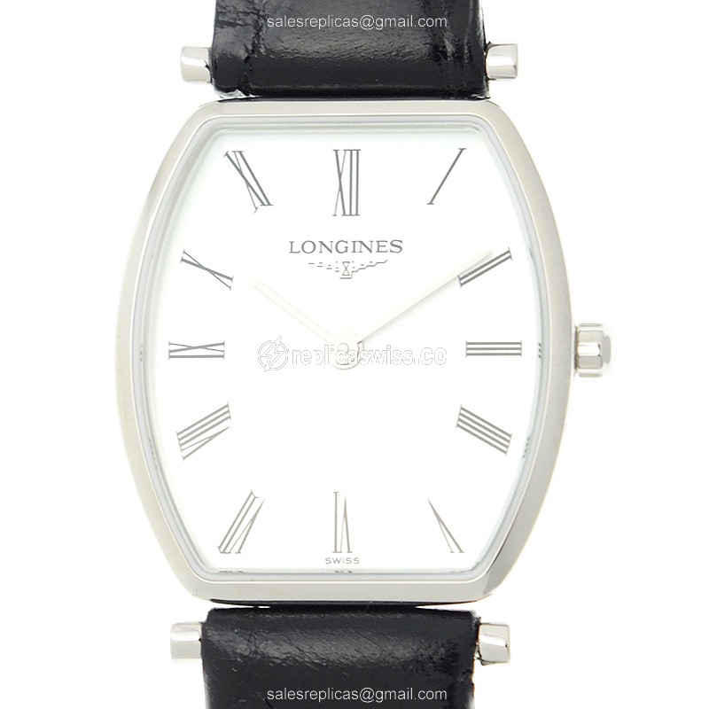 Luxurious Longines L4.205.4.11.2 LA GRANDE Replica with White Dial Alligator Strap Watch
