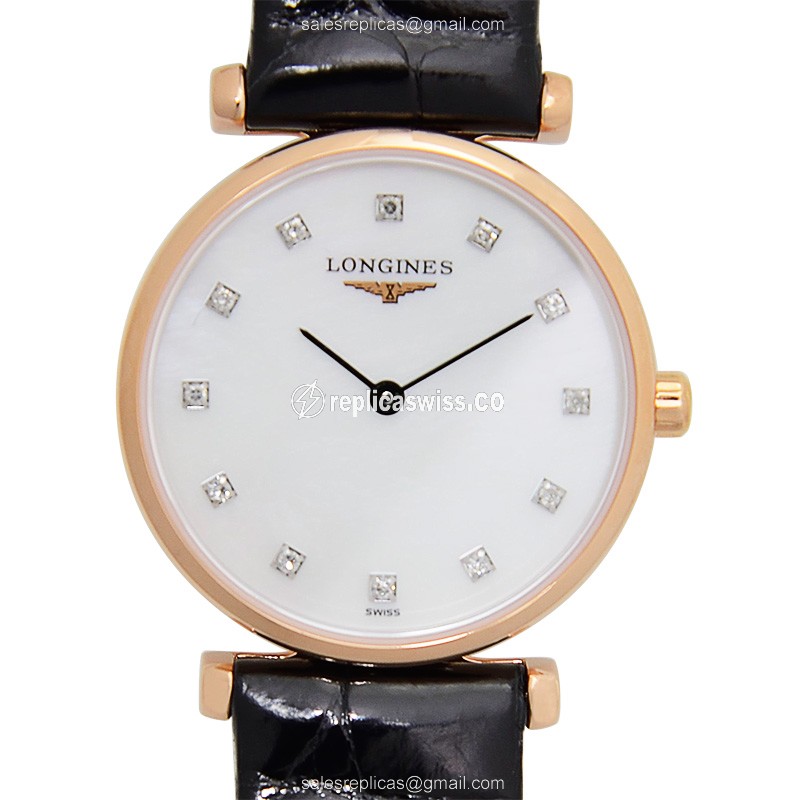 Luxurious Longines L4.209.1.97.2 Quartz Replica with Polished Gold Case White Dial Watch