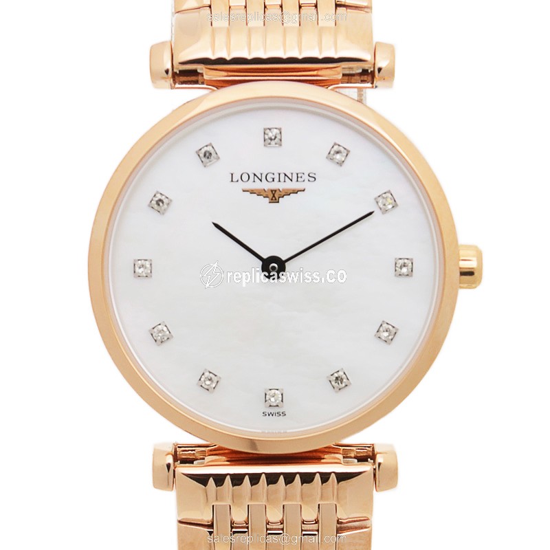 Luxurious Longines L4.209.1.97.8 Replica with White Dial PVD Gold Case Watch