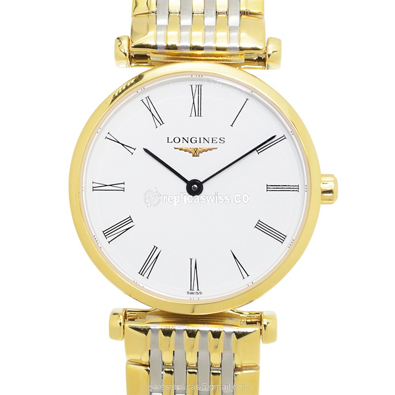Luxurious Longines L4.209.2.11.7 Replica in White Dial & PVD Gold Case Watch