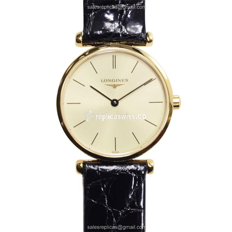 Luxurious Longines L4.209.2.32.2 LA GRANDE Quartz Replica in 18kt Gold with Sapphire Crystal Watch