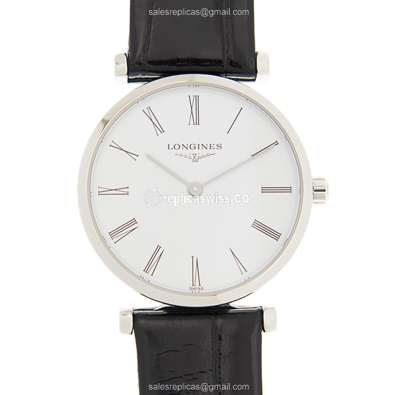Luxurious Longines L4.209.4.11.2 LA GRANDE Replica in Stainless Steel with White Dial & Alligator
