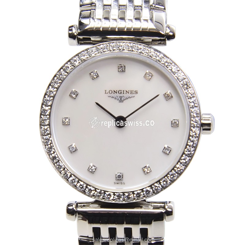 Luxurious Longines L4.241.0.80.6 LA GRANDE Replica with White Dial Silver Steel Strap Watch