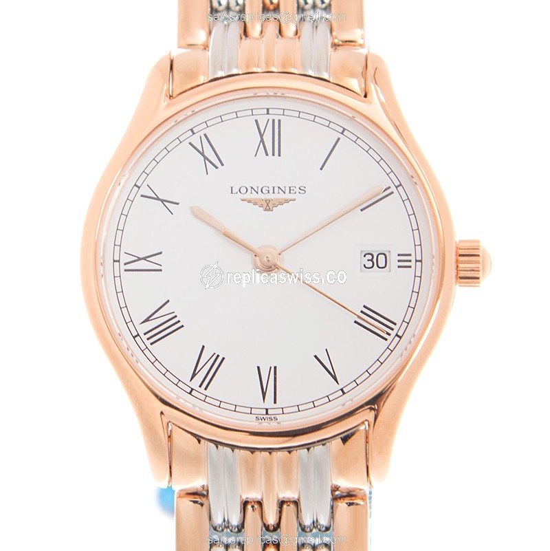 Luxurious Longines L4.259.1.11.7 Replica in White Dial & Gold-Plated Case Watch