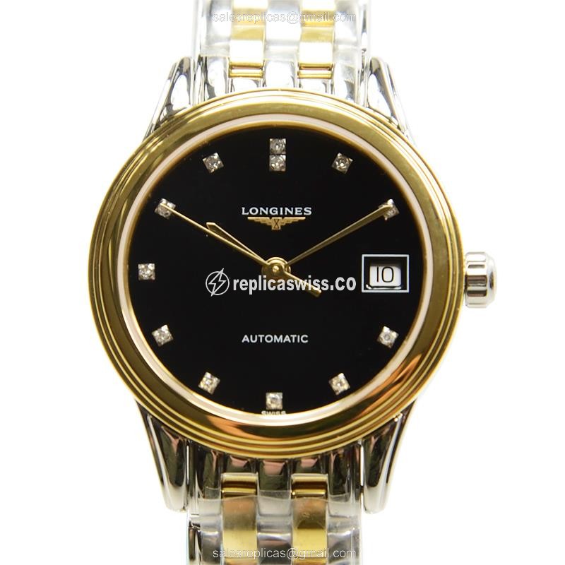 Luxurious Longines L4.274.3.57.7 Replica in PVD Gold Case & Black Dial Watch
