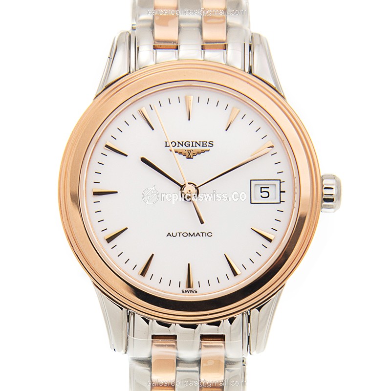 Luxurious Longines L4.274.3.92.7 Replica, Automatic Movement, 18kt White Dial & Gold Steel Case