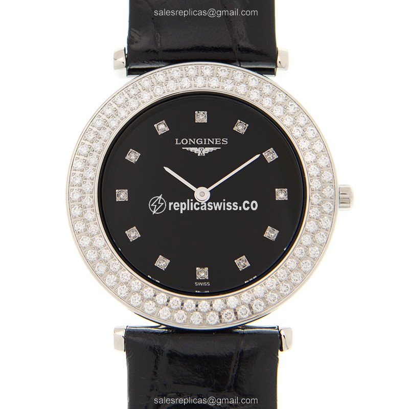 Luxurious Longines L4.308.0.57.2 LA GRANDE Replica in Black Dial & Stainless Steel Case Watch