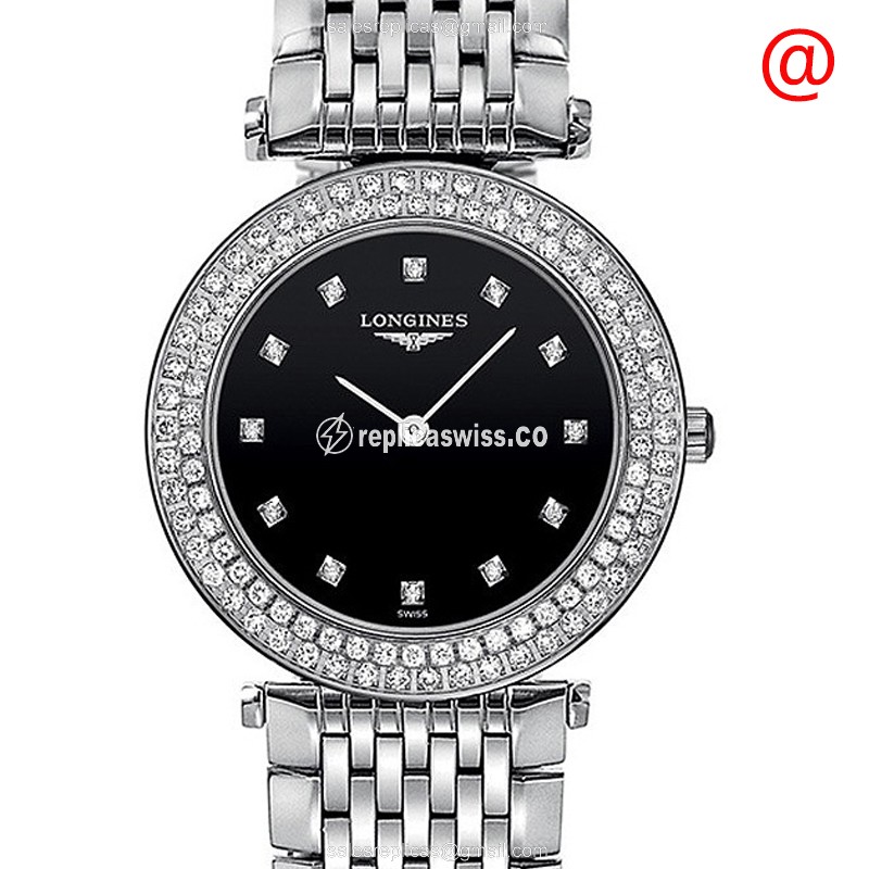 Luxurious Longines L4.308.0.57.6 Grand Replica with Black Dial Stainless Steel Case Watch