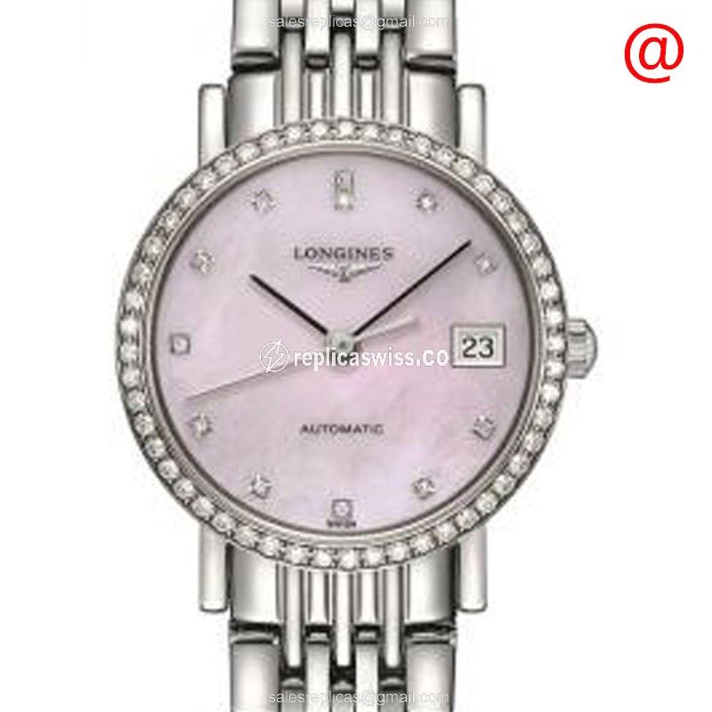 Luxurious Longines L4.309.0.89.6 Replica in Pink Diamond-Crafted Case with Silver Clasp & Steel