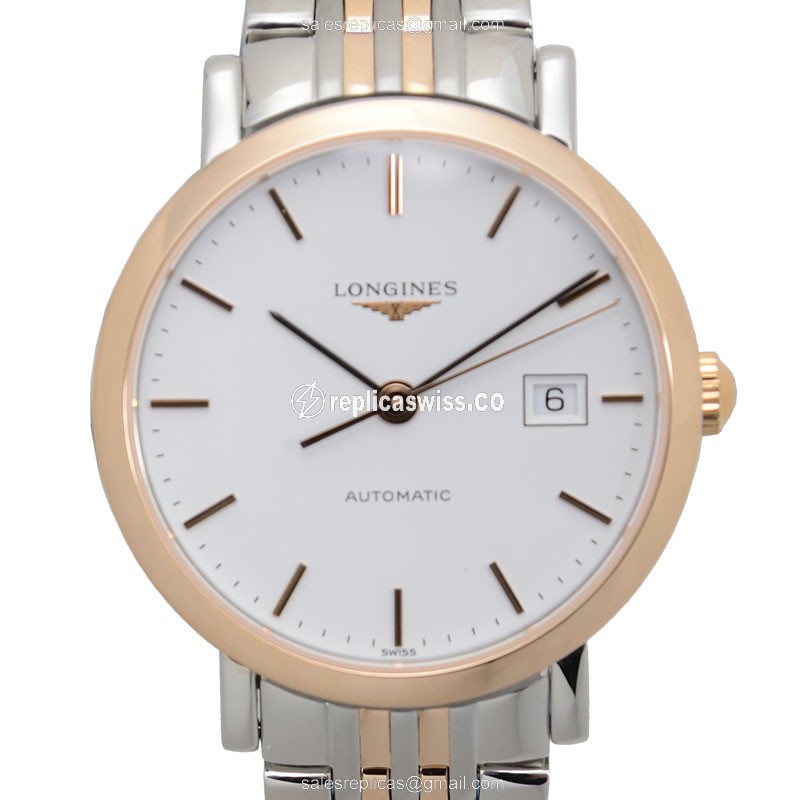 Luxurious Longines L4.310.5.12.7 Replica in 18kt Steel & Rose Gold, Automatic Movement & White Dial