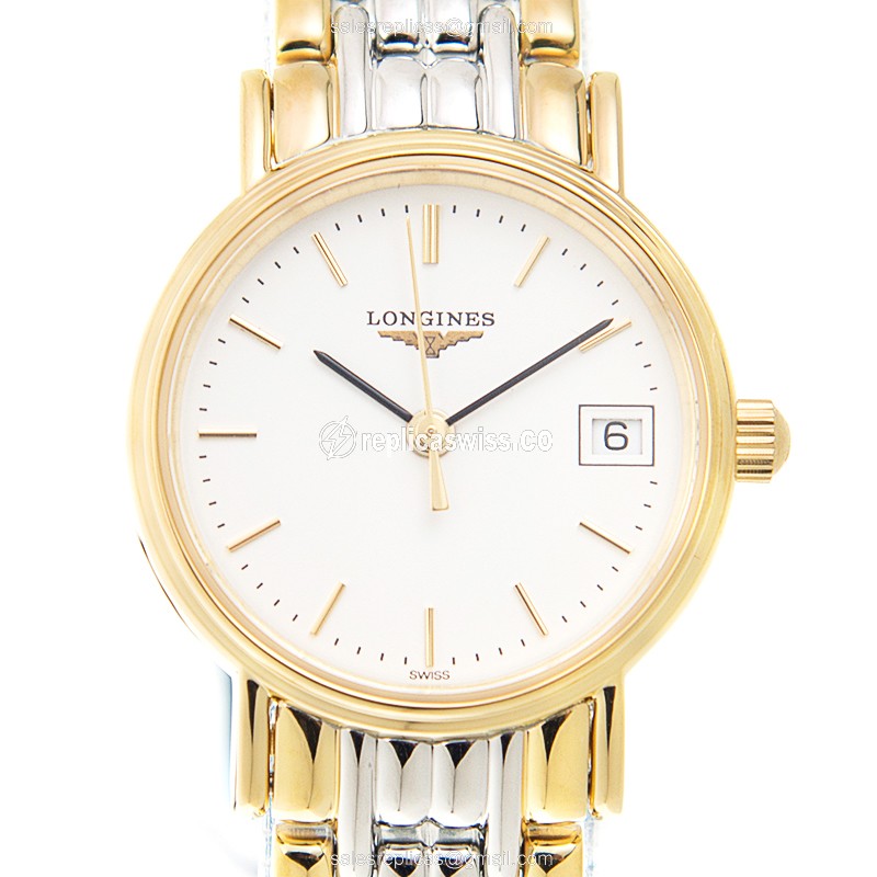 Luxurious Longines L4.319.2.12.7 Replica Watch in White Dial & Gold Gold-Plated Case