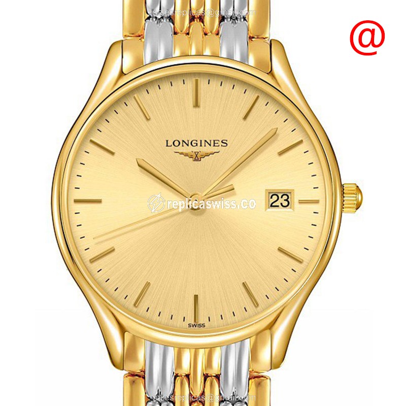 Luxurious Longines L4.359.2.32.7 Replica in 18kt Gold & Steel with Gold Dial Sapphire Crystal