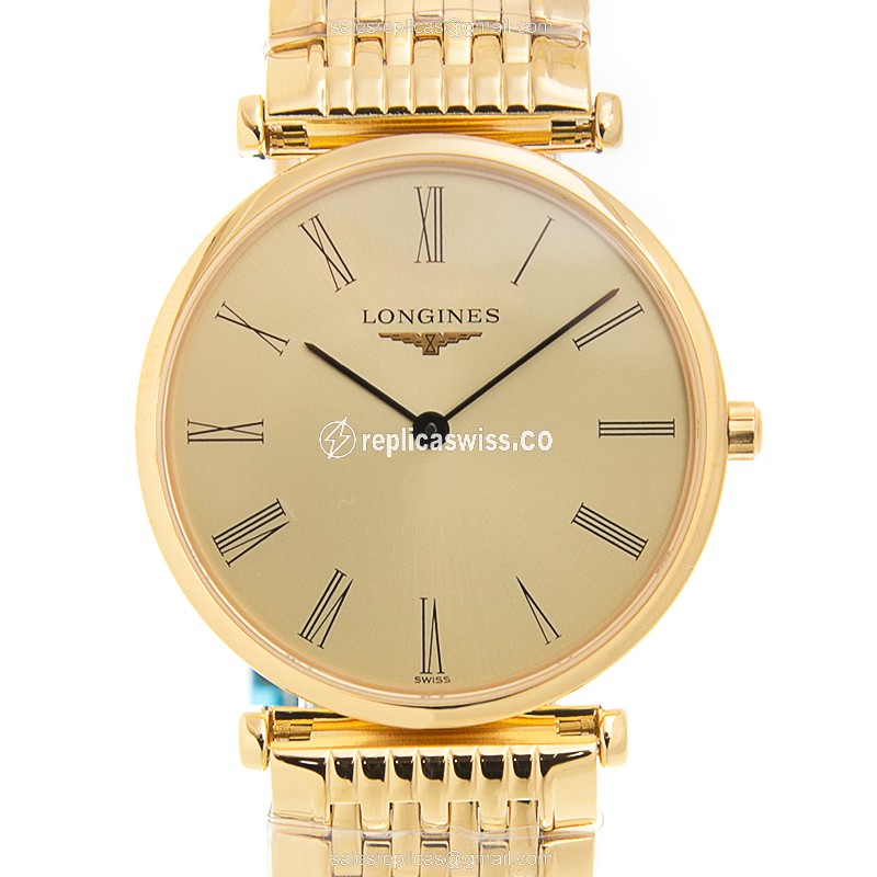 Luxurious Longines L4.512.2.31.8 Replica, Beige Dial in 18kt Gold & Steel, Sapphire Crystal Watch