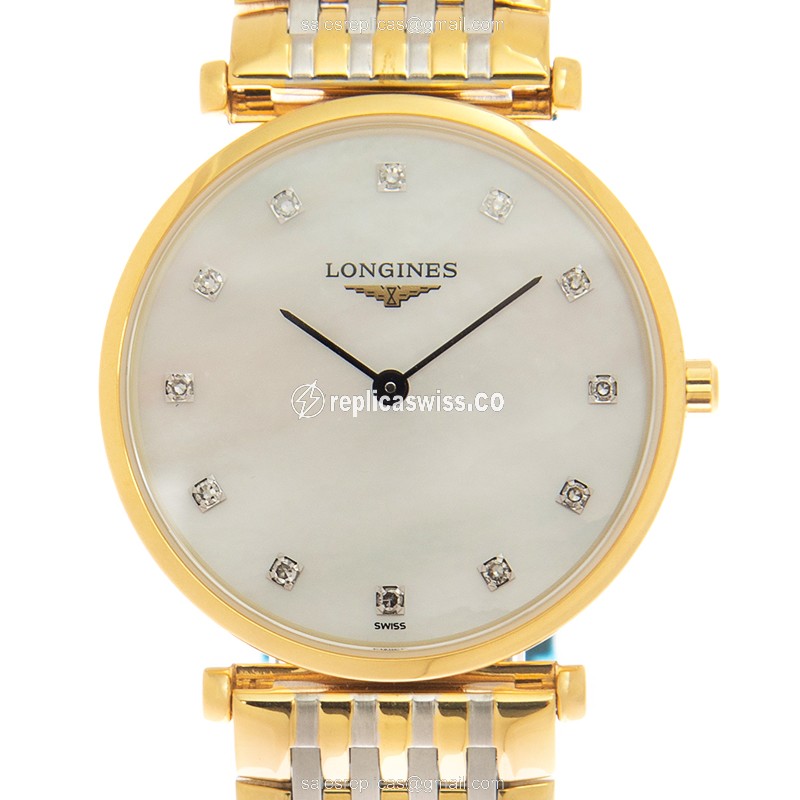 Luxurious Longines L4.512.2.87.7 Replica in White Dial & Gold-Plated Case Watch