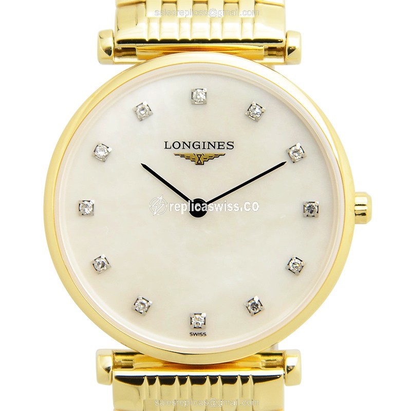 Luxurious Longines L4.512.2.87.8 LA GRANDE Replica in White Dial & Gold PVD Case Watch
