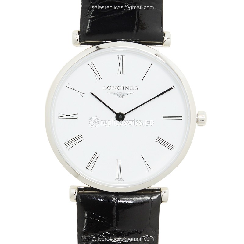Luxurious Longines L4.512.4.11.2 Replica Watch | White Dial, Stainless Steel Case, Alligator Strap