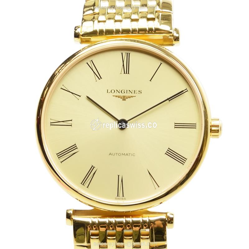 Luxurious Longines L4.708.2.31.8 Replica in 18kt Gold, Automatic Movement & Crystal Dial Watch