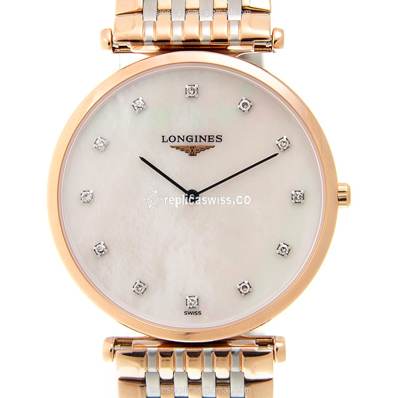 Luxurious Longines L4.709.1.97.7 Replica in 18kt Rose Gold, White Dial, Automatic Movement Watch