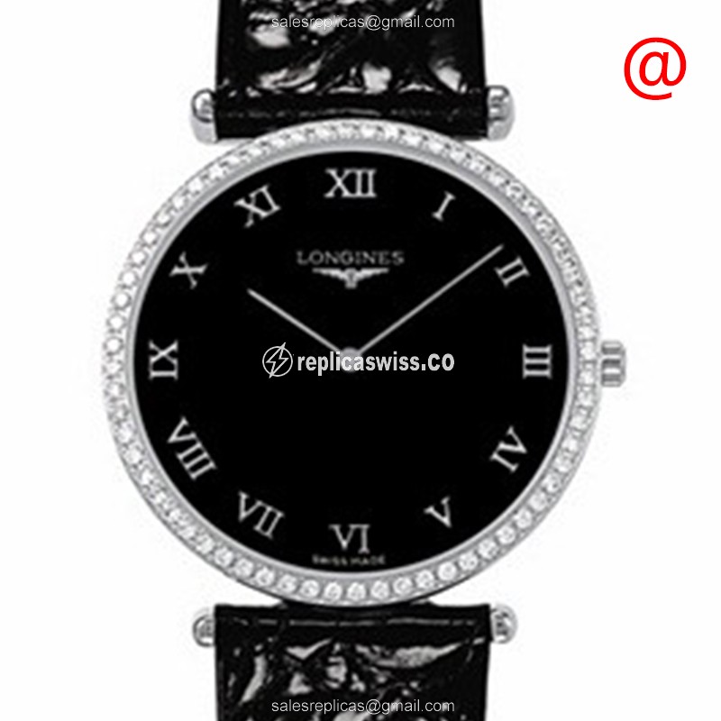 Luxurious Longines L4.741.0.51.2 LA GRANDE Quartz Watch in Black Dial Stainless Steel Case