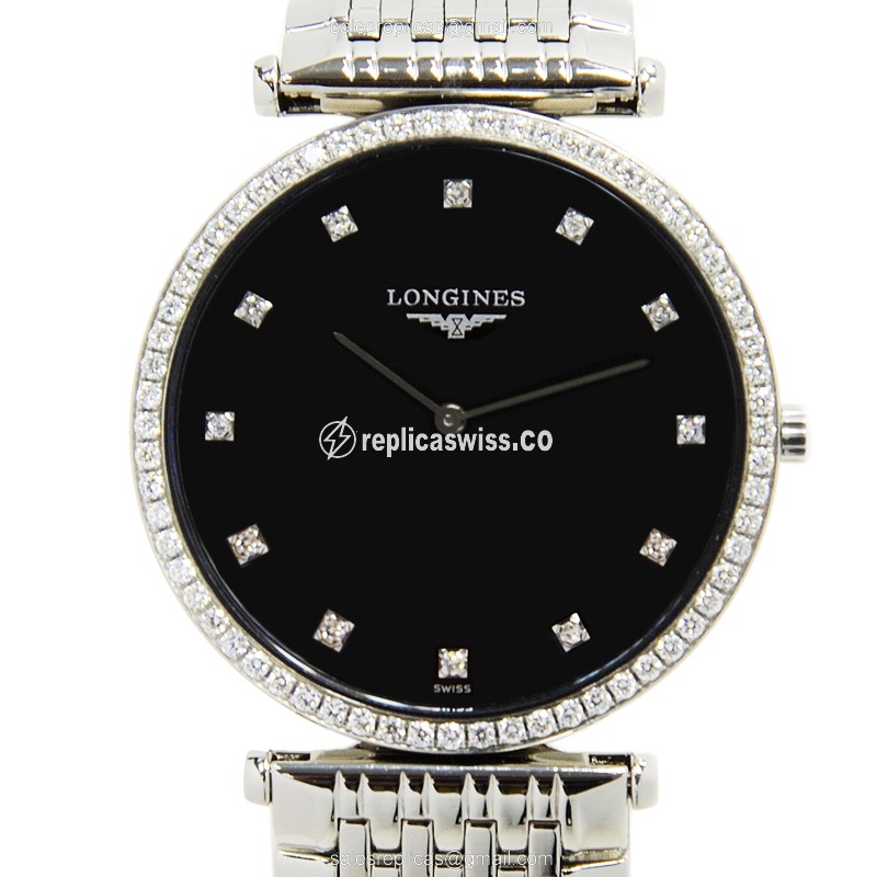 Luxurious Longines L4.741.0.58.6 LA GRANDE Quartz Replica with Exquisite Black Dial & Steel Case