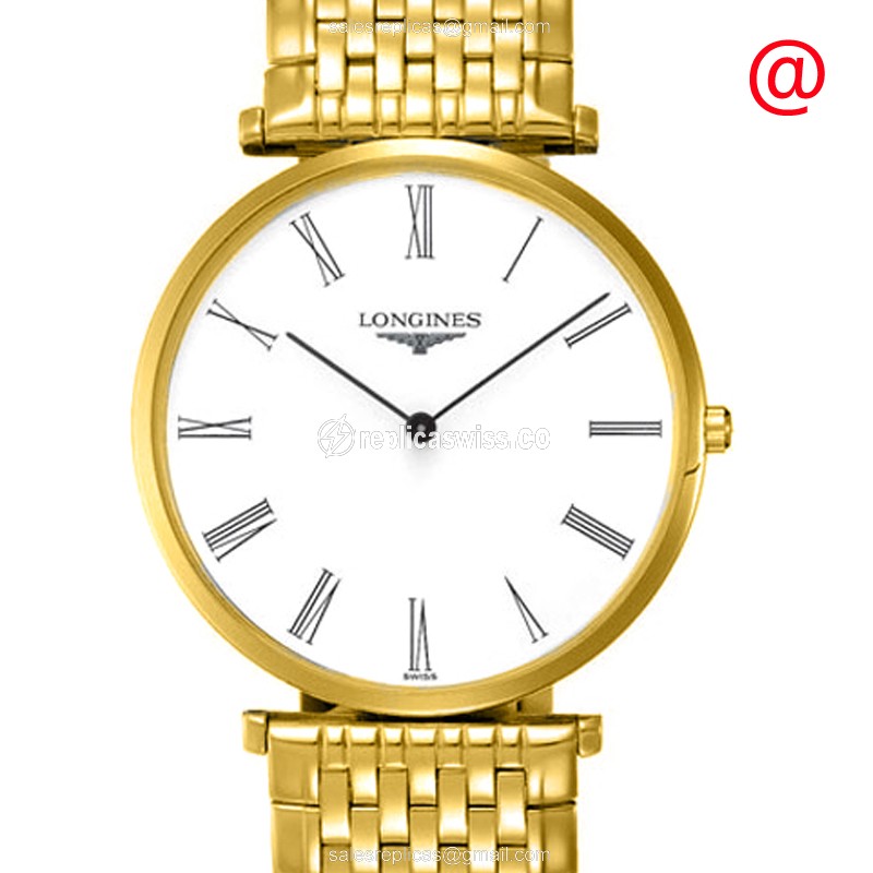 Luxurious Longines L4.755.2.11.8 Replica in White Dial & 18kt Gold Steel Case Watch