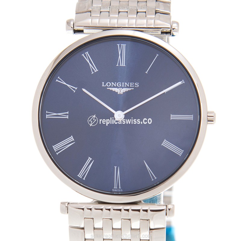 Luxurious Longines L4.755.4.94.6 Grand Quartz Replica in Stainless Steel with Blue Dial Silver