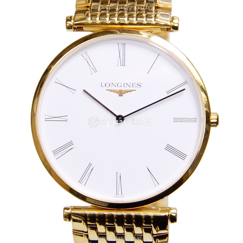 Luxurious Longines L4.766.2.11.8 Replica in White Dial & Gold PVD Case Watch
