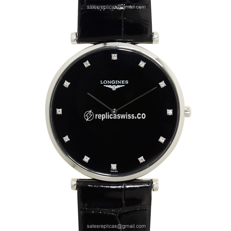 Luxurious Longines L4.766.4.58.2 LA GRANDE Replicawith Black Dial Stainless Steel Case Watch