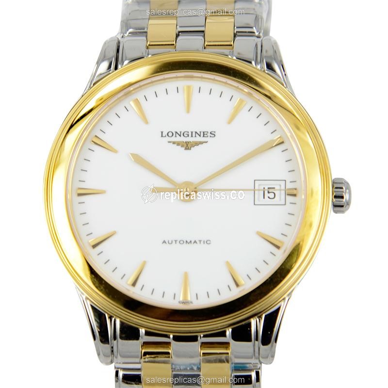 Luxurious Longines L4.774.3.22.7 Replica in 18kt Gold & Steel, Automatic Movement & White Dial Watch