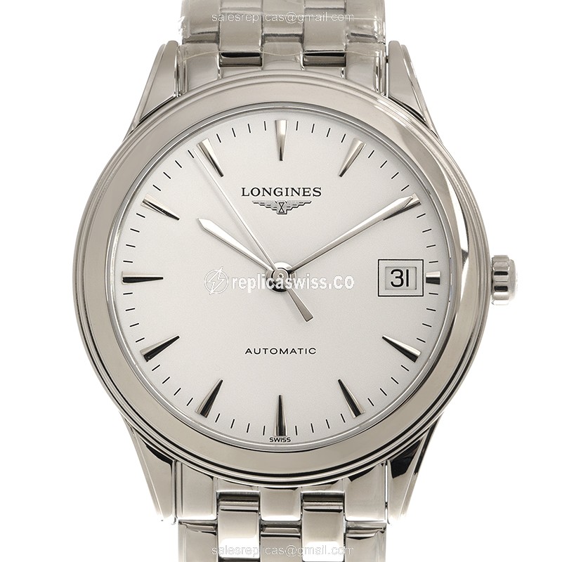 Luxurious Longines L4.774.4.13.6 Replica, Automatic Movement, Stainless Steel Case, Elegant White