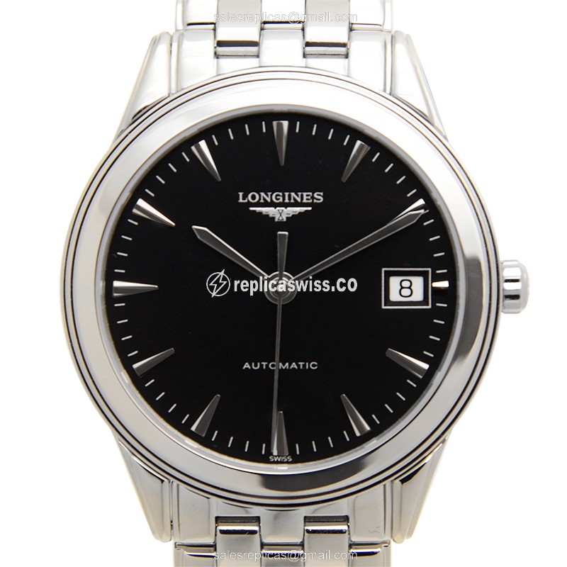 Luxurious Longines L4.774.4.52.6 Replica with Black Dial Stainless Steel Case Watch