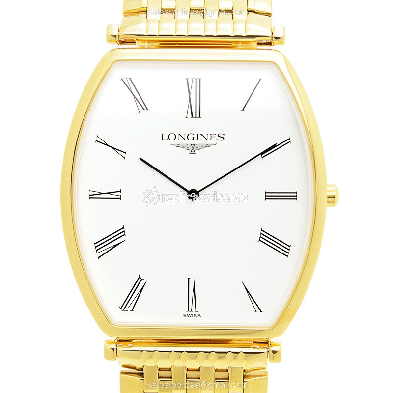 Luxurious Longines L4.786.2.12.8 Replica in White Dial & Gold PVD Strap Watch