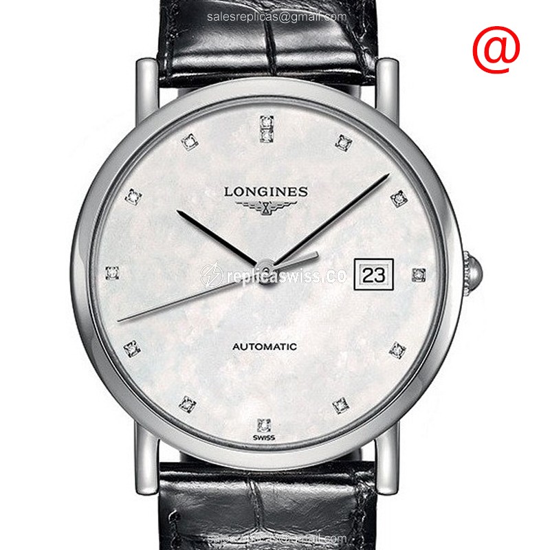 Luxurious Longines L4.809.4.87.2 Replica Watch in Stainless Steel, Automatic White Dial & Leather