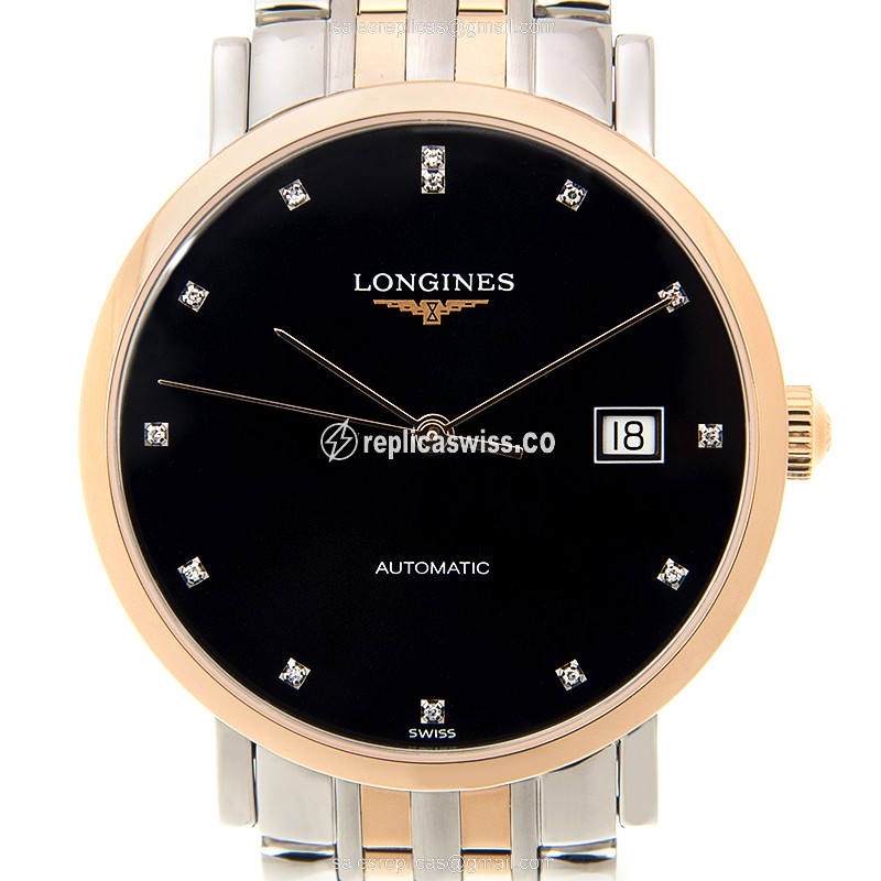 Luxurious Longines L4.810.5.57.7 Replica Watch in 18kt Rose Gold, Automatic Movement & Black Dial