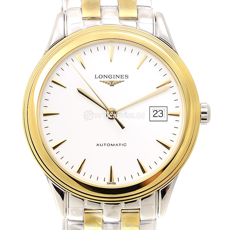 Luxurious Longines L4.874.3.22.7 Replica with White Dial Gold Case Watch