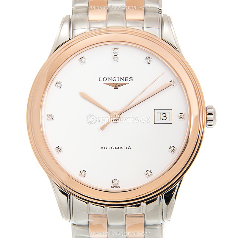 Luxurious Longines L4.874.3.99.7 Replica in White Dial & 18kt Gold Case Watch