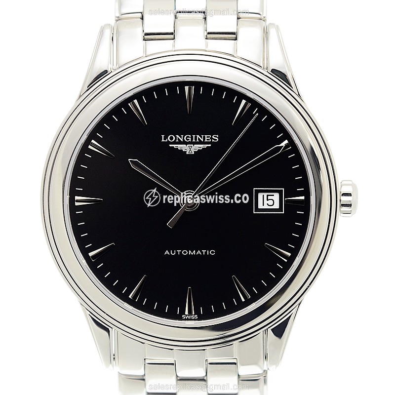 Luxurious Longines L4.874.4.52.6 Replica with Automatic Movement Black Dial on Stainless Steel