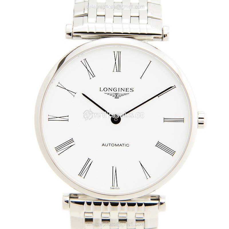Luxurious Longines L4.908.4.11.6 Grande Replica with White Dial & Stainless Steel Case Watch